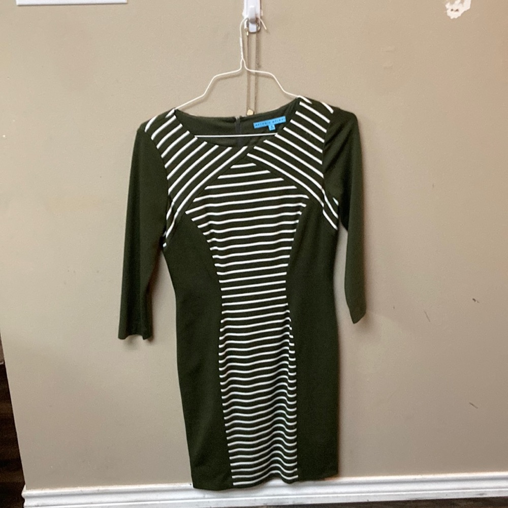 Green and white striped Antonio melani dress, worn once, great condition